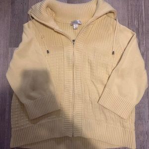 christopher & banks yellow mid sleeve sweater - zipup.
